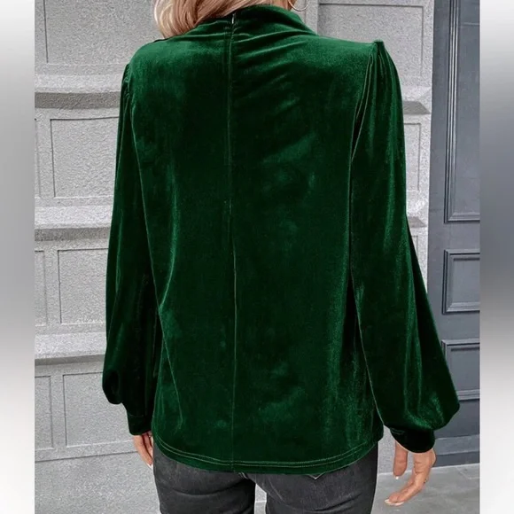 Luxe Velvet Cowl Neck Top Blouse Shirt - Picture 10 of 16